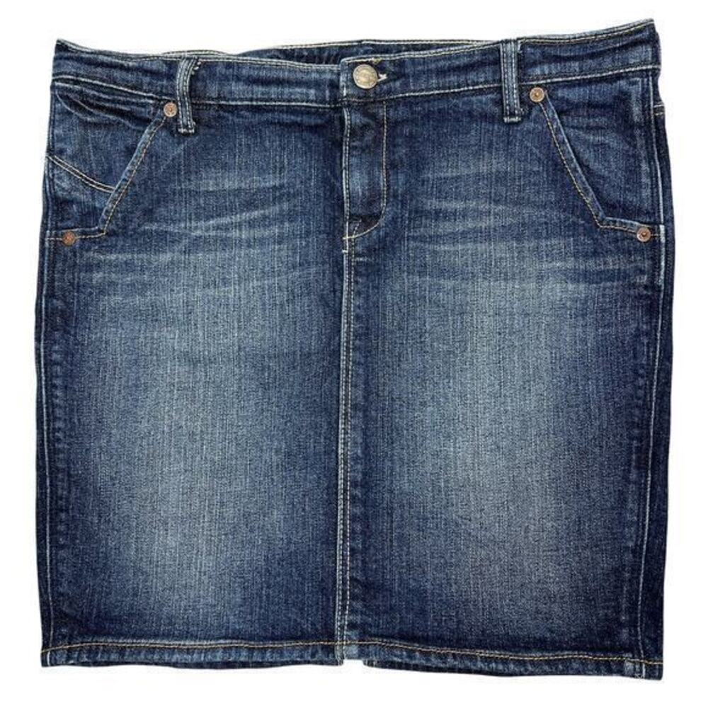 Abercrombie Y2K Low-Rise‎ Mini Jean Skirt Sz 27" Dark Wash Grunge Punk Ruehl 925